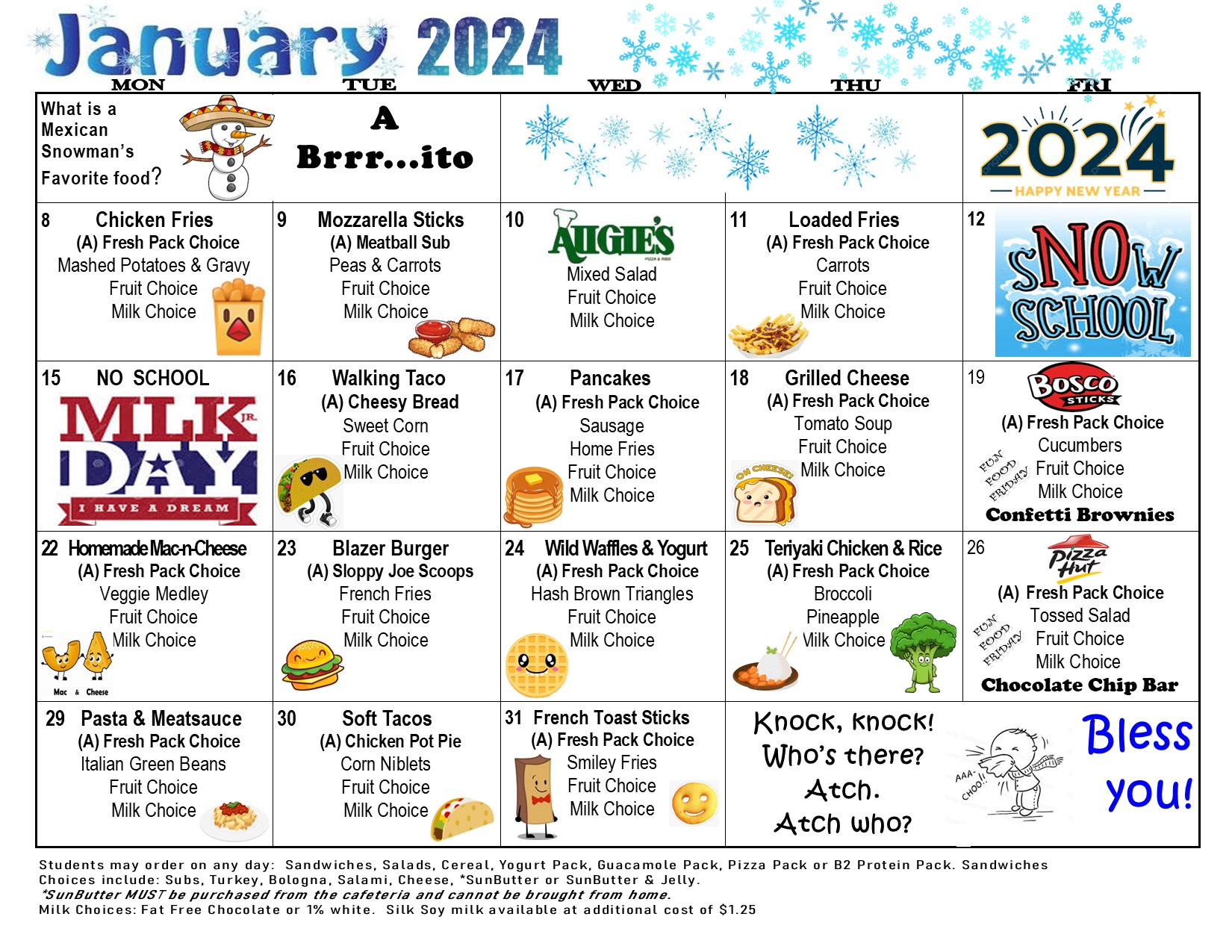 Cafeteria Menu St. Barnabas Catholic School